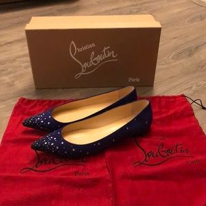 Christian Louboutin Gravitanita blue crystal-embellished suede flats